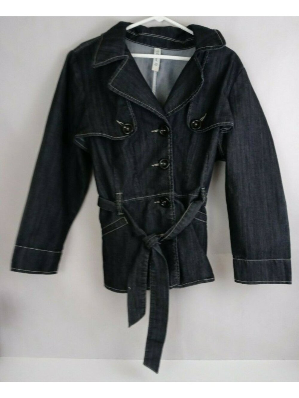 Vintage 90s LA Blues Women's Denim Jacket With Belt & Big Buttons Size 16W